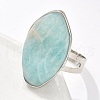 Natural Amazonite Adjustable Ring RJEW-B026-01P-3