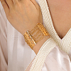Brass Hollow Flower Wide Link Chain Bracelets for Women HJ5719-3