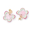 Brass Printing Acrylic Butterfly Dangle Stud Earrings EJEW-JE06431-02-4