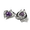 Natural Amethyst Heart Pendants G-M434-02P-24-2