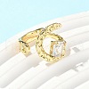 Brass Micro Pave Clear Cubic Zirconia Cuff Rings for Women RJEW-D307-01G-B-4