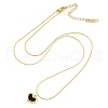 Ion Plating(IP) 304 Stainless Steel Black Enamel Cardano Chains Heart Pendant Necklaces for Women NJEW-K276-13G-3