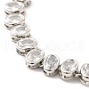 Clear Cubic Zirconia Oval Link Chain Bracelet BJEW-E073-04P-4