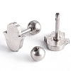 Tarnish Resistant 201 Stainless Steel Barbell Cartilage Earrings EJEW-R147-17-2