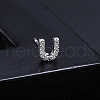 Platinum Brass Micro Pave Cubic Zirconia Stud Earrings XI6969-21-1