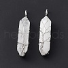 Natural Quartz Crystal Copper Wire Wrapped Pointed Pendants G-F733-05G-4