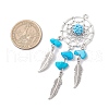 Synthetic Turquoise Dream Catcher Pendants PALLOY-MZ00709-04-2