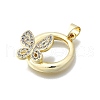 Brass Micro Pave Clear Cubic Zirconia Pendants KK-V010-17G-2