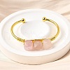 Natural Rose Quartz Beads Cuff Bangles for Women BJEW-Q035-01G-02-4