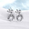 Brass Micro Pave Cubic Zirconia Stud Earrings EJEW-D288-18P-4