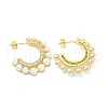 Clear Cubic Zirconia C-shape Stud Earrings with ABS Pearl Beaded EJEW-E273-09LG-2