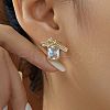 Brass Clear Cubic Zirconia Bowknot Stud Earrings IO3713-1-2