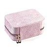 Italian Velvet Double Layers Jewelry Set Storage Zipper Boxes with Mirror Inside CON-G023-09B-2