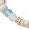 2Pcs 2 Styles Bohemia Style Natural Fossil & Freshwater Shell & Glass Beads Stretch Bracelets for Women BJEW-JB11865-5
