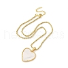 Brass White Enamel Heart Pendant Necklaces for Women NJEW-K381-10G-4