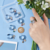Mother's Day 8Pcs 8 Color Birthstone Rhinestone & 201 Stainless Steel Flat Round Charm Rings Set RJEW-AB00004-2