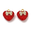 Heart with Bowknot Shape Resin & Rhinestone Pendant KK-C037-14G-1