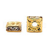 Brass Rhinestone Spacer Beads RB-A013-6x6-01G-2