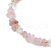 Natural Rose Quartz Chip Beaded Bracelets for Women BJEW-JB11742-11-3