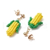 Corn 304 Stainless Steel Grade A Round Glass Seed Beads Dangle Stud Earrings EJEW-MZ00438-4