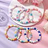 6Pcs 6 Colors 8mm Round Imitated Silicone Acrylic Beaded Stretch Bracelet Sets BJEW-JB10792-2