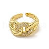 Oval Kont Brass Micro Pave Clear Cubic Zirconia Open Cuff Rings RJEW-N046-09G-RS-2