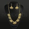 Fan & Flower Alloy Pendant Necklaces & Hoop Earrings Sets FS-WGC1D3A-01-1