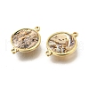 Brass Pave Natural Paua Shell Connector Charms KK-E794-01G-02-2