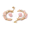 Glass Seed Beads Moon Dangle Stud Earrings EJEW-MZ00402-01-4