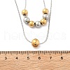 304 Stainless Steel Round Beaded Rope Chain Double Layer Necklaces NJEW-D319-02B-GP-5