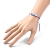 Glass Pearl & Seed Column with Heart Link Bracelet BJEW-MZ00028-02-3