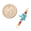 Summer Beach Dyed Synthetic Turquoise Connector Charms PALLOY-JF03746-02-2