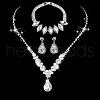 Brass Rhinestone Pendant Necklaces & Earring & Bracelets Sets for Women WG00284-04-1