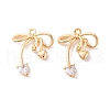 Brass Micro Pave Clear Cubic Zirconia Pendants KK-S376-17A-G-1