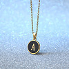 Alloy Black Enamel Disc with Initial Pendant Necklaces for Women WGEDF6F-01-1