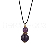 Natural Amethyst Gourd Pendant Necklaces NJEW-JN05246-05-1