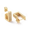 Cubic Zirconia Rectangle Stud Earrings EJEW-C008-22G-01-2