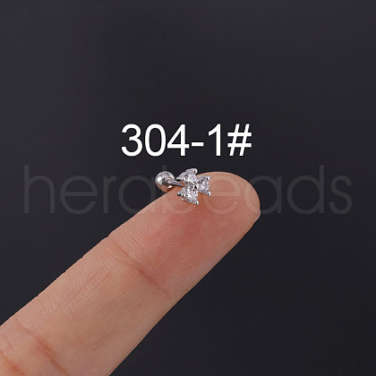Brass Cubic Zirconia Clear Clover Cartilage Earrings WGEAF95-01-1