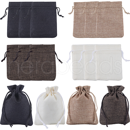 Beebeecraft 4 Colors Polyester Imitation Burlap Packing Pouches Drawstring Bags ABAG-BBC0001-04A-1