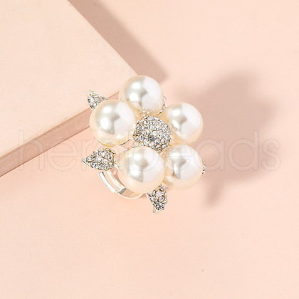 Alloy Rhinestone Adjustable Cuff Rings for Women WU2379-1