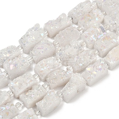 Electroplated Natural Druzy Agate Beads Strands G-R012-A02-02-1