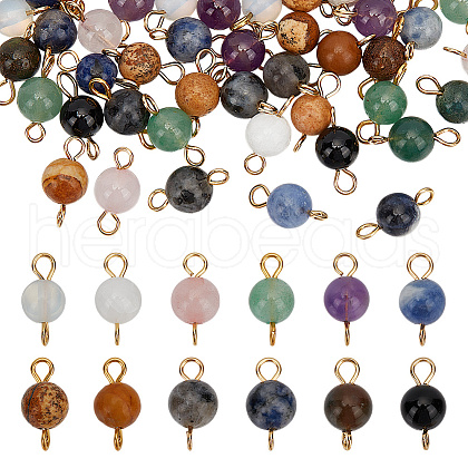 96Pcs 12 Colors Natural & Synthetic Mixed Gemstone Connector Charms PALLOY-HY00039-1
