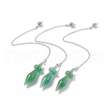 Natural Green Aventurine Pointed Dowsing Pendulums AJEW-B020-05P-01-1