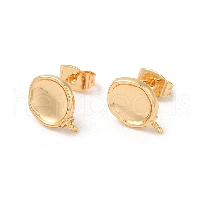 Twist Flat Round Brass Stud Earring Findings KK-M270-35G-1
