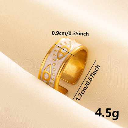 Stylish 304 Stainless Steel Enamel Cuff Ring JG6987-2-1