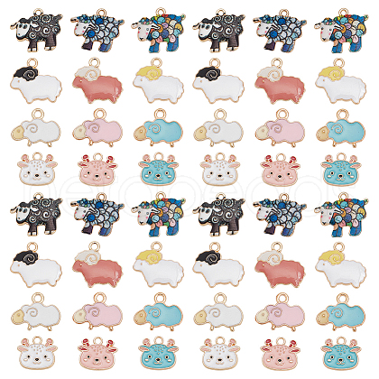   60Pcs 12 Style Alloy Enamel Pendants ENAM-PH0002-77-1