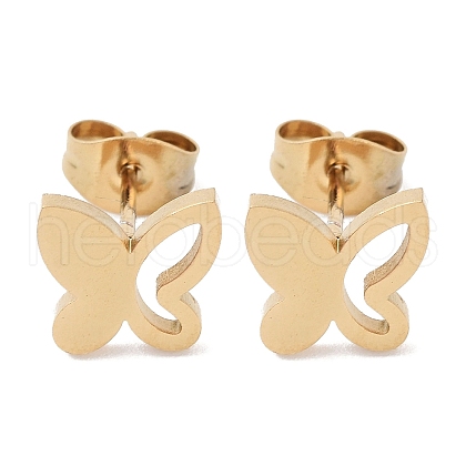 PVD Vacuum Plating 304 Stainless Steel Stud Earrings for Women EJEW-A048-48F-G-1
