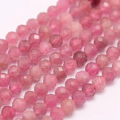 Natural Red Tourmaline Beads Strands G-F509-09-2mm-1