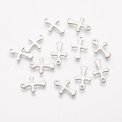 201 Stainless Steel Tiny Cross Charms STAS-P121-13-1