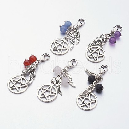 Tibetan Style Gemstone Pendants X-HJEW-JM00222-1